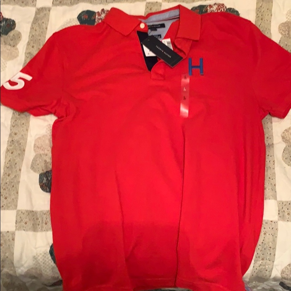 Red Vintage Tommy Hilfiger Button Up Shirt